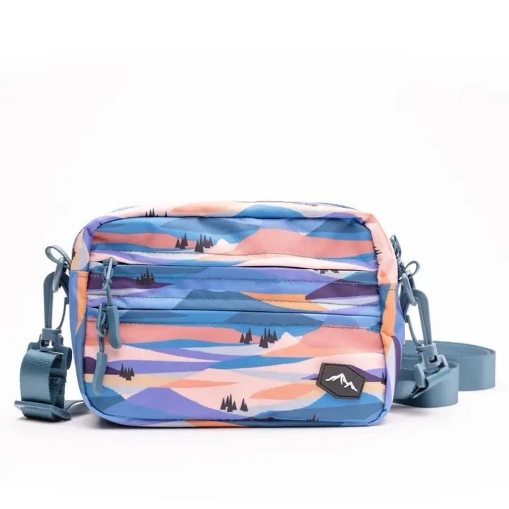 Faire Alpenglow Crossbody Bag Water Repellent Festival Fair Travel Landscape